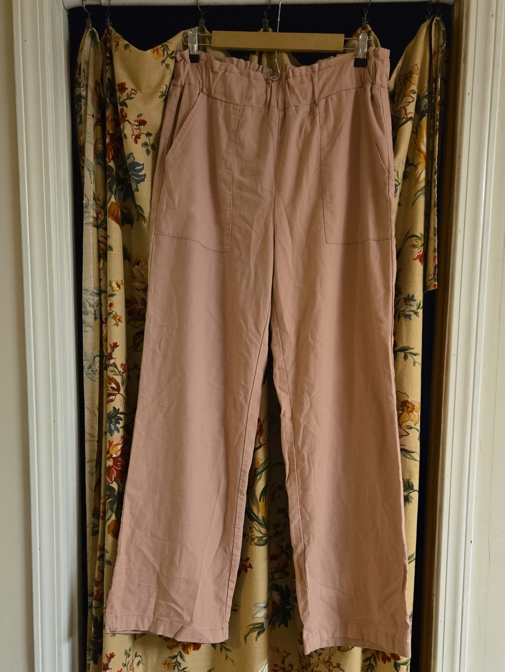 Womens Relaxed Wide-Leg Pants - Dusty Pink